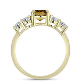Inel din Argint 925 Placat cu Aur ( 2.14 grame ) cu Cuarț Coniac și Topaz Alb 1.61 Carate