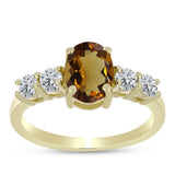 Inel din Argint 925 Placat cu Aur ( 2.14 grame ) cu Cuarț Coniac și Topaz Alb 1.61 Carate