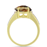 Inel din Argint 925 Placat cu Aur ( 2.38 grame ) cu Cuarț Coniac și Topaz Alb 2.47 Carate