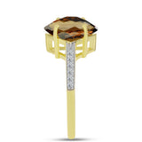 Inel din Argint 925 Placat cu Aur ( 2.38 grame ) cu Cuarț Coniac și Topaz Alb 2.47 Carate