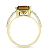 Inel din Argint 925 Placat cu Aur ( 2.42 grame ) cu Cuarț Coniac și Topaz Alb 5.44 Carate