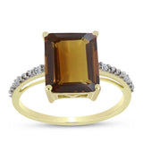 Inel din Argint 925 Placat cu Aur ( 2.42 grame ) cu Cuarț Coniac și Topaz Alb 5.44 Carate