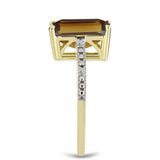 Inel din Argint 925 Placat cu Aur ( 2.42 grame ) cu Cuarț Coniac și Topaz Alb 5.44 Carate