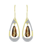 Cercei din Argint 925 Placat cu Aur ( 4.52 grame ) cu Cuarț Coniac și Topaz Alb 4.85 Carate