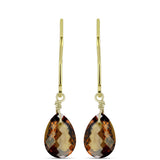 Cercei din Argint 925 Placat cu Aur ( 0.98 grame ) cu Cuarț Coniac 2.91 Carate