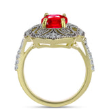 Inel din Argint 925 Placat cu Aur ( 4.45 grame ) cu Agat Roșu și Topaz Alb 2.28 Carate