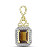 Pandantiv din Argint 925 Placat cu Aur ( 2 grame ) cu Cuarț Coniac și Topaz Alb 1.68 Carate