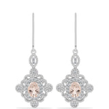 Cercei din Argint 925 ( 4.96 grame ) cu Morganit Gozareh și Topaz Alb 1.96 Carate