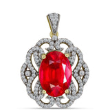 Pandantiv din Argint 925 Placat cu Aur ( 3.24 grame ) cu Agat Roșu și Topaz Alb 5.82 Carate