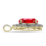 Pandantiv din Argint 925 Placat cu Aur ( 3.24 grame ) cu Agat Roșu și Topaz Alb 5.82 Carate