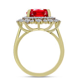 Inel din Argint 925 Placat cu Aur ( 4.53 grame ) cu Agat Roșu și Topaz Alb 6.08 Carate