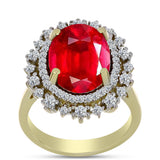 Inel din Argint 925 Placat cu Aur ( 4.53 grame ) cu Agat Roșu și Topaz Alb 6.08 Carate