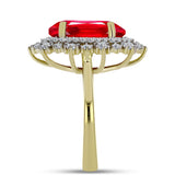 Inel din Argint 925 Placat cu Aur ( 4.53 grame ) cu Agat Roșu și Topaz Alb 6.08 Carate