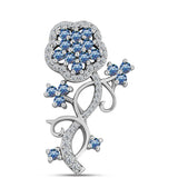Pandantiv din Argint 925 ( 2.5 grame ) cu Moissanite Albastru Oceanic și Topaz Alb 0.92 Carate