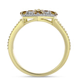 Inel din Argint 925 Placat cu Aur ( 4.54 grame ) cu Cuarț Coniac și Topaz Alb 1.98 Carate