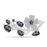 Broşă din Argint 925 ( 3.67 grame ) cu Cuarț Mistic Verde Brazilian și Topaz Alb 2.24 Carate