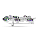 Broşă din Argint 925 ( 3.67 grame ) cu Cuarț Mistic Verde Brazilian și Topaz Alb 2.24 Carate