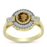 Inel din Argint 925 Placat cu Aur ( 3.46 grame ) cu Cuarț Coniac și Topaz Alb 1.16 Carate