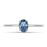 Inel din Argint 925 ( 1.55 grame ) cu Moissanite Albastru Oceanic 0.9 Carate