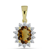 Pandantiv din Argint 925 Placat cu Aur ( 1.21 grame ) cu Cuarț Coniac și Topaz Alb 1.48 Carate