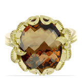Inel din Argint 925 Placat cu Aur ( 4.97 grame ) cu Cuarț Coniac 7.88 Carate