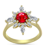 Inel din Argint 925 Placat cu Aur ( 2.93 grame ) cu Agat Roșu și Topaz Alb 1.84 Carate