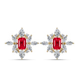 Cercei din Argint 925 Placat cu Aur ( 3.34 grame ) cu Agat Roșu și Topaz Alb 2.83 Carate