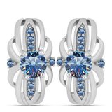 Cercei din Argint 925 ( 3.95 grame ) cu Moissanite Albastru Oceanic 1.07 Carate