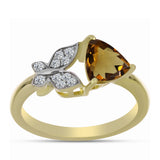 Inel din Argint 925 Placat cu Aur ( 2.55 grame ) cu Cuarț Coniac și Topaz Alb 1.21 Carate
