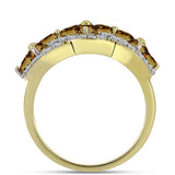 Inel din Argint 925 Placat cu Aur ( 3.74 grame ) cu Cuarț Coniac și Topaz Alb 1.82 Carate