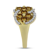 Inel din Argint 925 Placat cu Aur ( 3.74 grame ) cu Cuarț Coniac și Topaz Alb 1.82 Carate