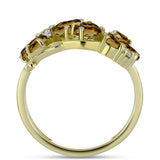 Inel din Argint 925 Placat cu Aur ( 4.44 grame ) cu Cuarț Coniac și Topaz Alb 2.09 Carate