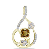 Pandantiv din Argint 925 Placat cu Aur ( 1.66 grame ) cu Cuarț Coniac și Topaz Alb 0.7 Carate