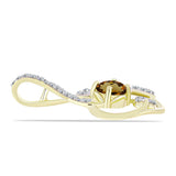 Pandantiv din Argint 925 Placat cu Aur ( 1.66 grame ) cu Cuarț Coniac și Topaz Alb 0.7 Carate