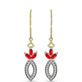 Cercei din Argint 925 Placat cu Aur ( 2.78 grame ) cu Agat Roșu și Topaz Alb 0.9 Carate