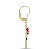 Cercei din Argint 925 Placat cu Aur ( 2.78 grame ) cu Agat Roșu și Topaz Alb 0.9 Carate