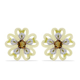 Cercei din Argint 925 Placat cu Aur ( 3.82 grame ) cu Cuarț Coniac și Topaz Alb 0.67 Carate
