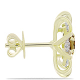 Cercei din Argint 925 Placat cu Aur ( 3.82 grame ) cu Cuarț Coniac și Topaz Alb 0.67 Carate