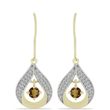 Cercei din Argint 925 Placat cu Aur ( 3.56 grame ) cu Cuarț Coniac și Topaz Alb 0.94 Carate