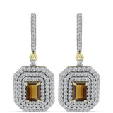 Cercei din Argint 925 Placat cu Aur ( 7.96 grame ) cu Cuarț Coniac și Topaz Alb 3.85 Carate