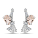 Cercei din Argint 925 ( 3.23 grame ) cu Morganit Gozareh și Topaz Alb 0.77 Carate