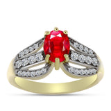 Inel din Argint 925 Placat cu Aur ( 3.03 grame ) cu Agat Roșu și Topaz Alb 1.56 Carate