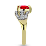 Inel din Argint 925 Placat cu Aur ( 3.03 grame ) cu Agat Roșu și Topaz Alb 1.56 Carate