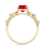 Inel din Argint 925 Placat cu Aur ( 3.01 grame ) cu Agat Roșu și Topaz Alb 1.99 Carate