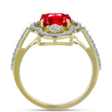 Inel din Argint 925 Placat cu Aur ( 3.02 grame ) cu Agat Roșu și Topaz Alb 2.6 Carate