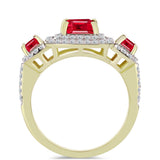 Inel din Argint 925 Placat cu Aur ( 4.16 grame ) cu Agat Roșu și Topaz Alb 2.89 Carate