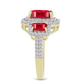Inel din Argint 925 Placat cu Aur ( 4.16 grame ) cu Agat Roșu și Topaz Alb 2.89 Carate