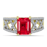 Inel din Argint 925 Placat cu Aur ( 3.54 grame ) cu Agat Roșu și Topaz Alb 2.63 Carate