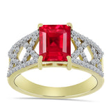 Inel din Argint 925 Placat cu Aur ( 3.54 grame ) cu Agat Roșu și Topaz Alb 2.63 Carate