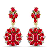 Cercei din Argint 925 Placat cu Aur ( 5.37 grame ) cu Agat Roșu și Topaz Alb 6.5 Carate